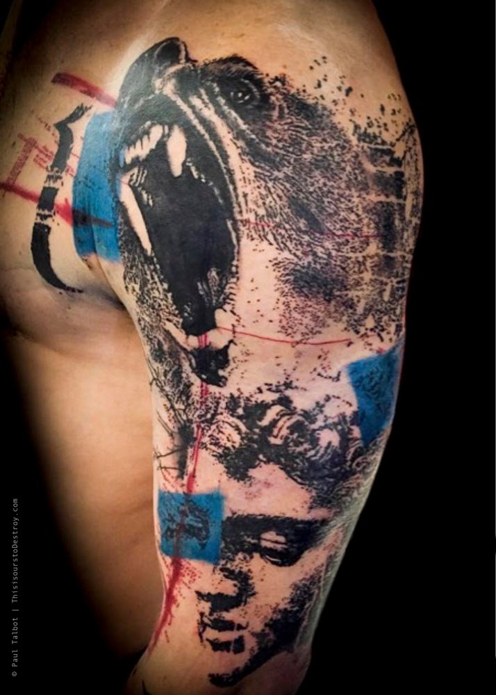 Paul Talbot Tattoo Art Graphic Collage Tattoo by Paul Talbot at Modern Electric near Birmingham UK