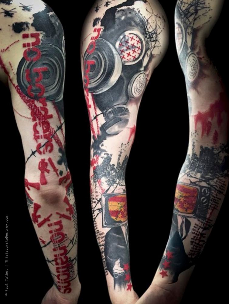 Paul Talbot Tattoo Art Graphic Collage Tattoo by Paul Talbot at Modern Electric near Birmingham UK