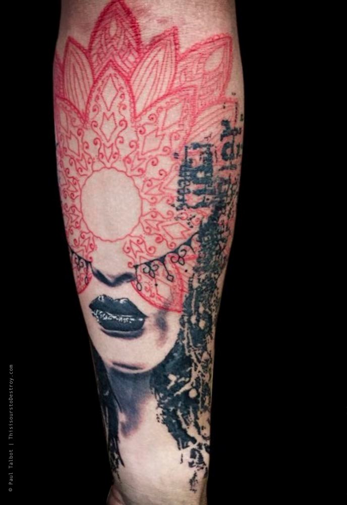 Paul Talbot Tattoo Art Graphic Collage Tattoo by Paul Talbot at Modern Electric near Birmingham UK