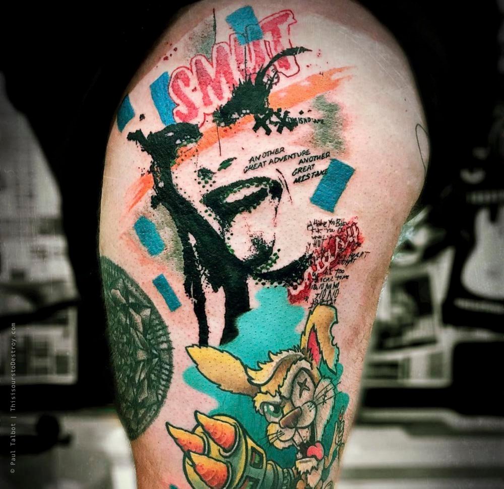 Paul Talbot Tattoo Art Graphic Collage Tattoo by Paul Talbot at Modern Electric near Birmingham UK