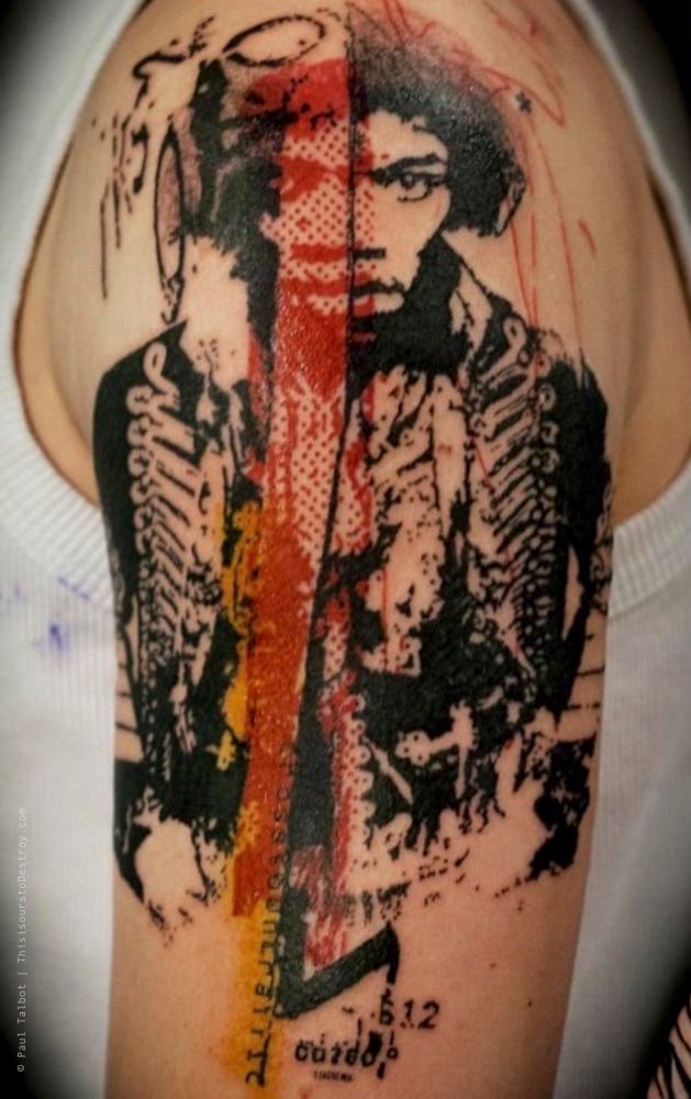 Paul Talbot Tattoo Art Graphic Collage Tattoo by Paul Talbot at Modern Electric near Birmingham UK
