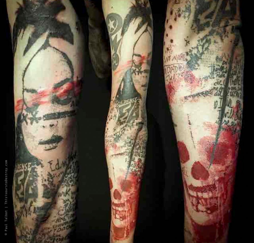 Paul Talbot Tattoo Art Graphic Collage Tattoo by Paul Talbot at Modern Electric near Birmingham UK