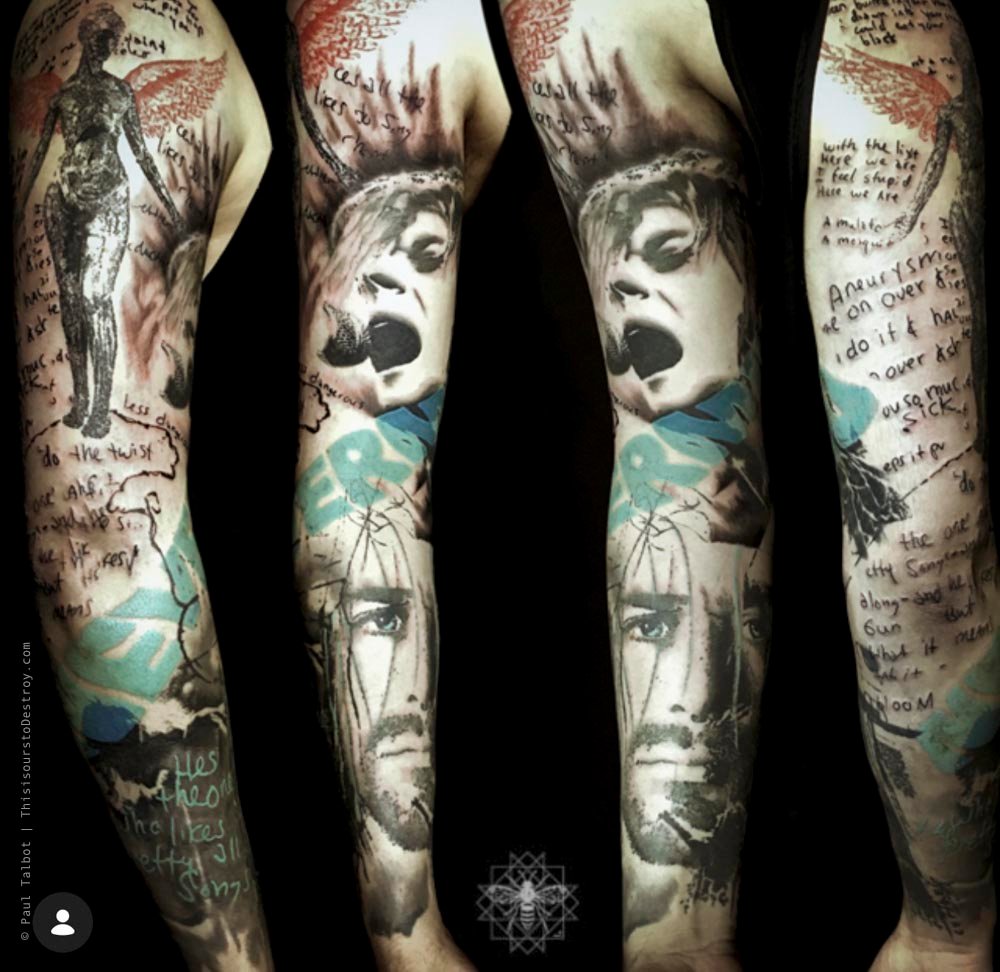 Paul Talbot Tattoo Art Graphic Collage Tattoo by Paul Talbot at Modern Electric near Birmingham UK