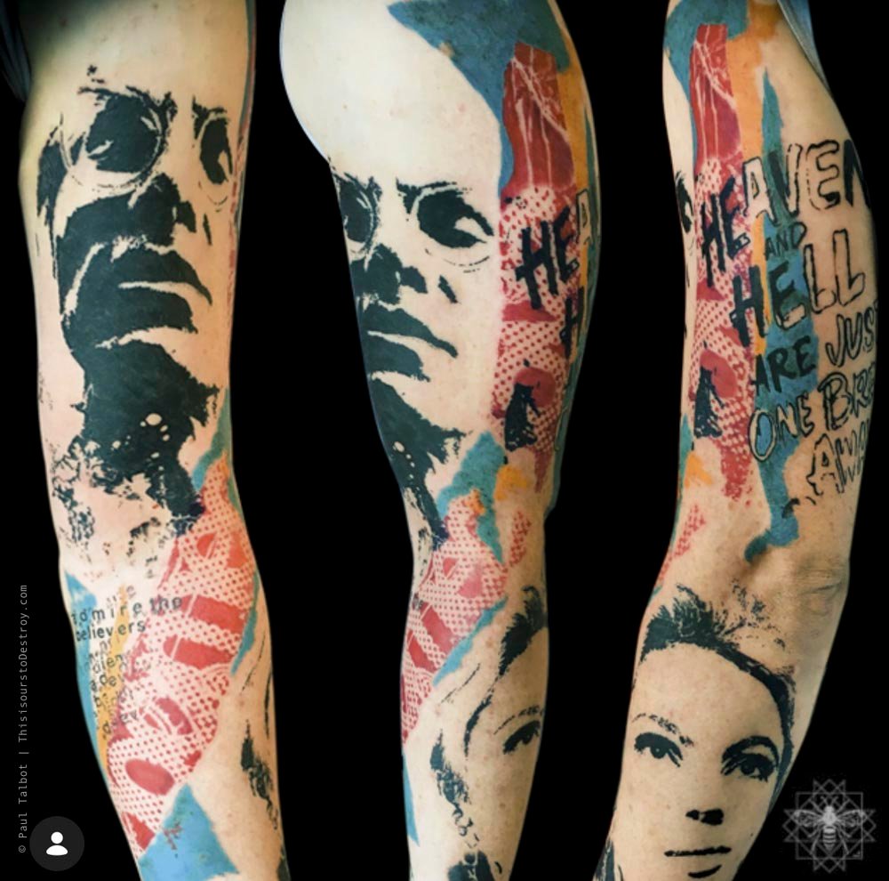 Paul Talbot Tattoo Art Graphic Collage Tattoo by Paul Talbot at Modern Electric near Birmingham UK