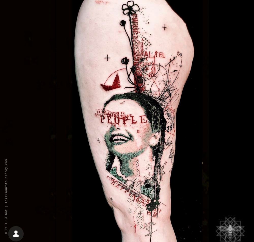 Paul Talbot Tattoo Art Graphic Collage Tattoo by Paul Talbot at Modern Electric near Birmingham UK