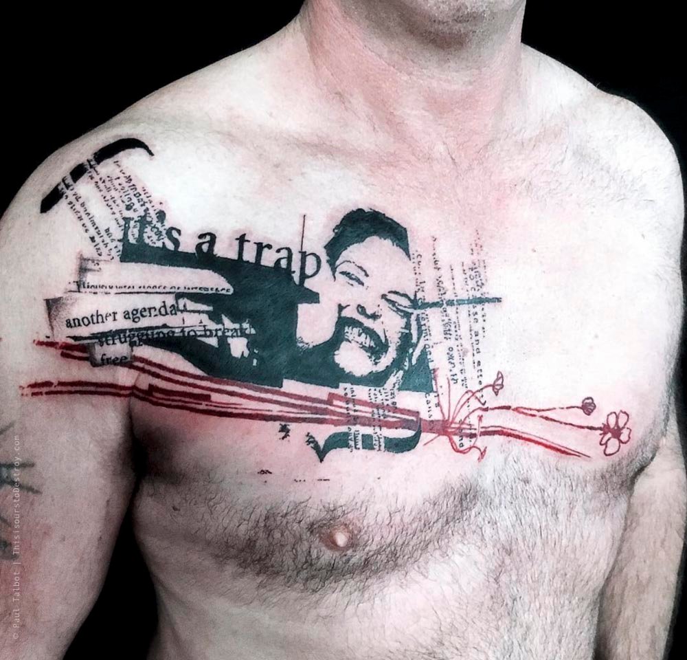 Paul Talbot Tattoo Art Graphic Collage Tattoo by Paul Talbot at Modern Electric near Birmingham UK