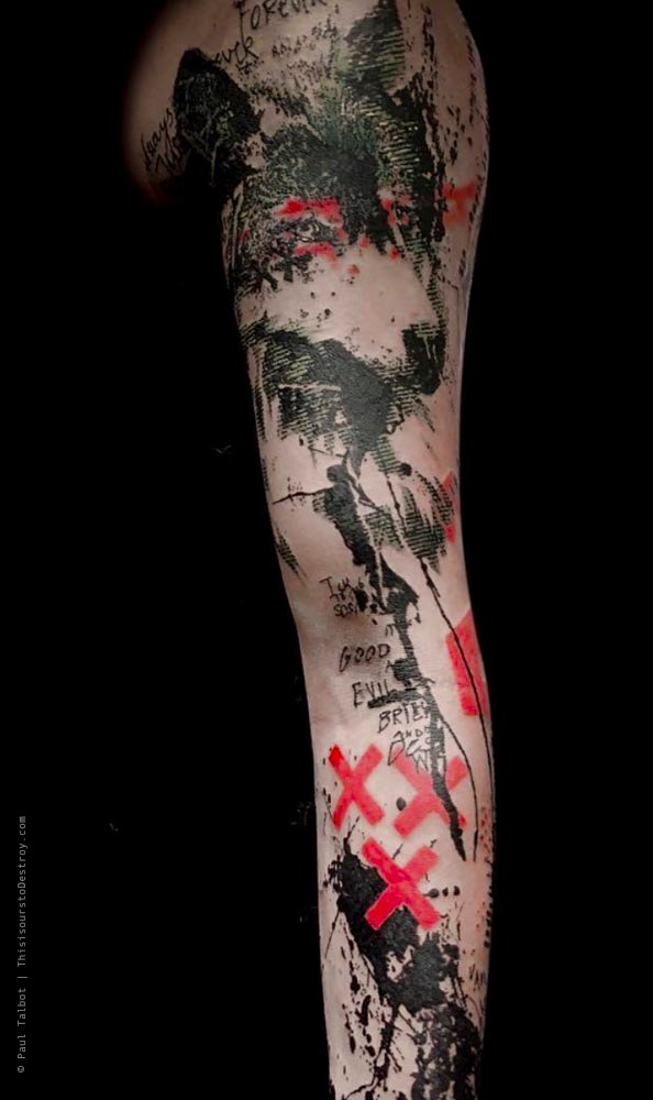 Paul Talbot Tattoo Art Graphic Collage Tattoo by Paul Talbot at Modern Electric near Birmingham UK
