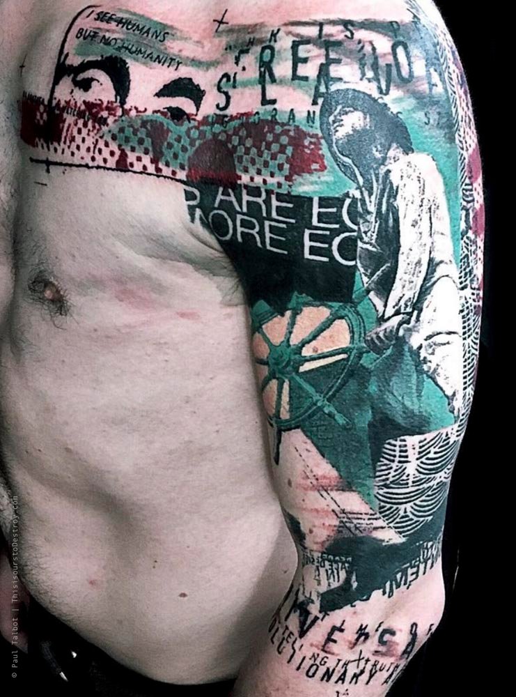 Paul Talbot Tattoo Art Graphic Collage Tattoo by Paul Talbot at Modern Electric near Birmingham UK