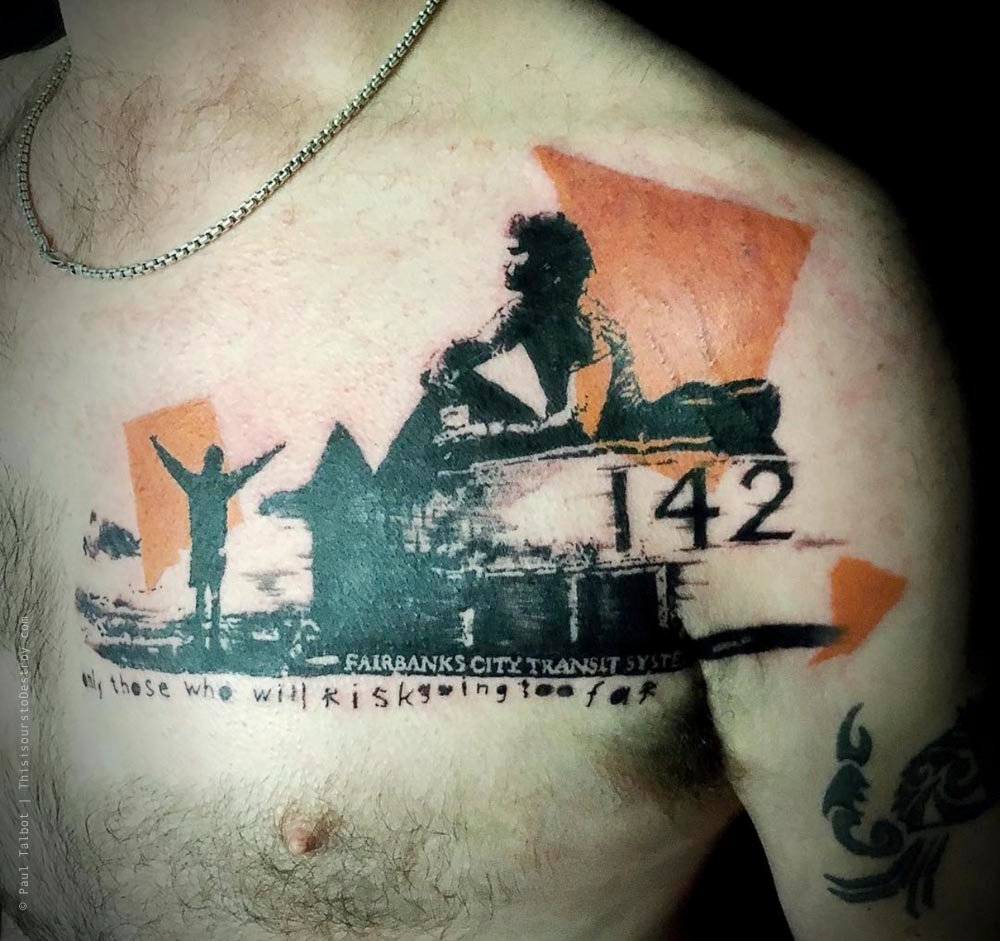 Paul Talbot Tattoo Art Graphic Collage Tattoo by Paul Talbot at Modern Electric near Birmingham UK