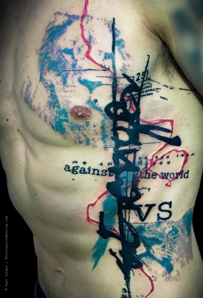 Paul Talbot Tattoo Art Graphic Collage Tattoo by Paul Talbot at Modern Electric near Birmingham UK