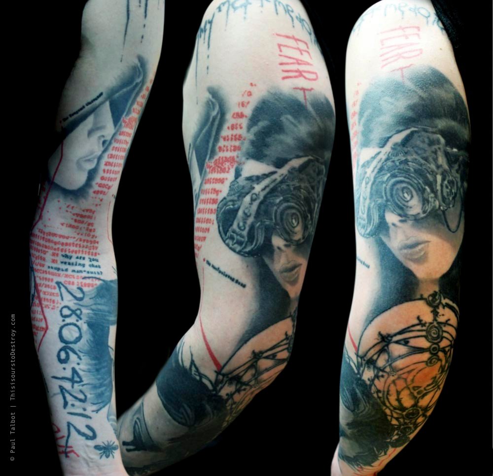 Paul Talbot Tattoo Art Graphic Collage Tattoo by Paul Talbot at Modern Electric near Birmingham UK
