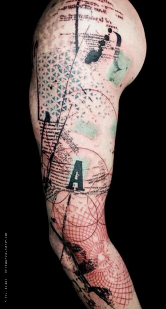 Paul Talbot Tattoo Art Graphic Collage Tattoo by Paul Talbot at Modern Electric near Birmingham UK