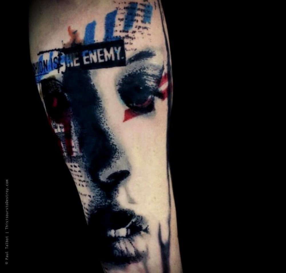 Paul Talbot Tattoo Art Graphic Collage Tattoo by Paul Talbot at Modern Electric near Birmingham UK