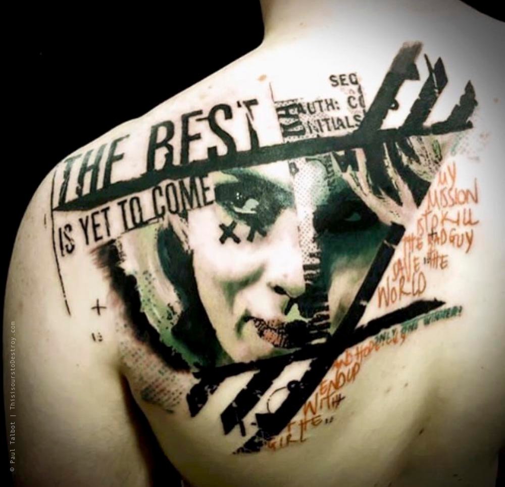 Paul Talbot Tattoo Art Graphic Collage Tattoo by Paul Talbot at Modern Electric near Birmingham UK