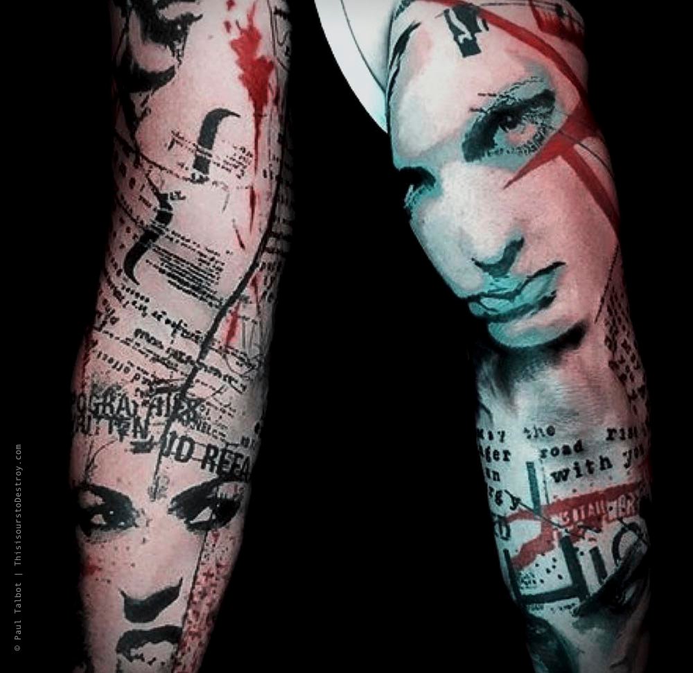 Paul Talbot Tattoo Art Graphic Collage Tattoo by Paul Talbot at Modern Electric near Birmingham UK