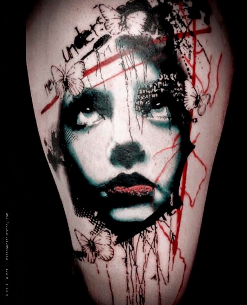 Paul Talbot Tattoo Art Graphic Collage Tattoo by Paul Talbot at Modern Electric near Birmingham UK