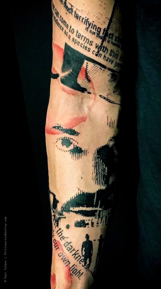 Paul Talbot Tattoo Art Graphic Collage Tattoo by Paul Talbot at Modern Electric near Birmingham UK