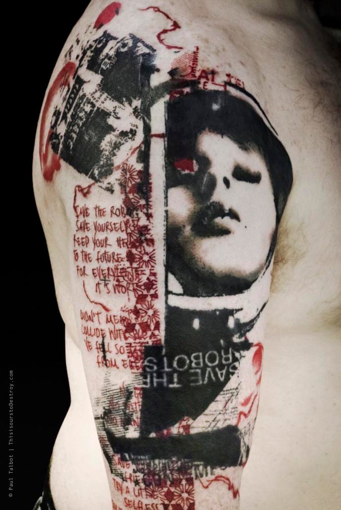 Paul Talbot Tattoo Art Graphic Collage Tattoo by Paul Talbot at Modern Electric near Birmingham UK