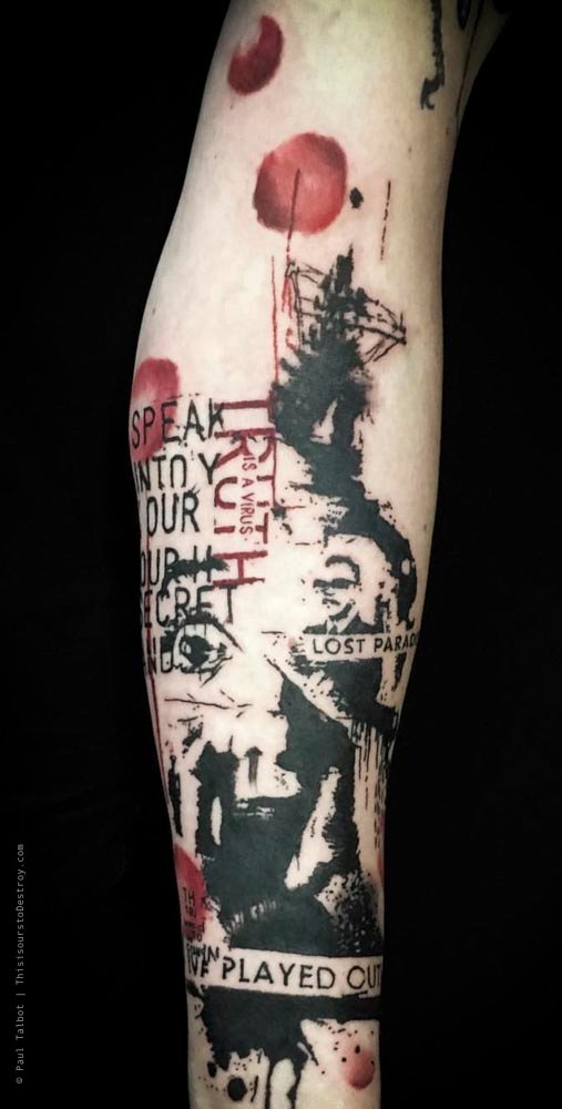 Paul Talbot Tattoo Art Graphic Collage Tattoo by Paul Talbot at Modern Electric near Birmingham UK