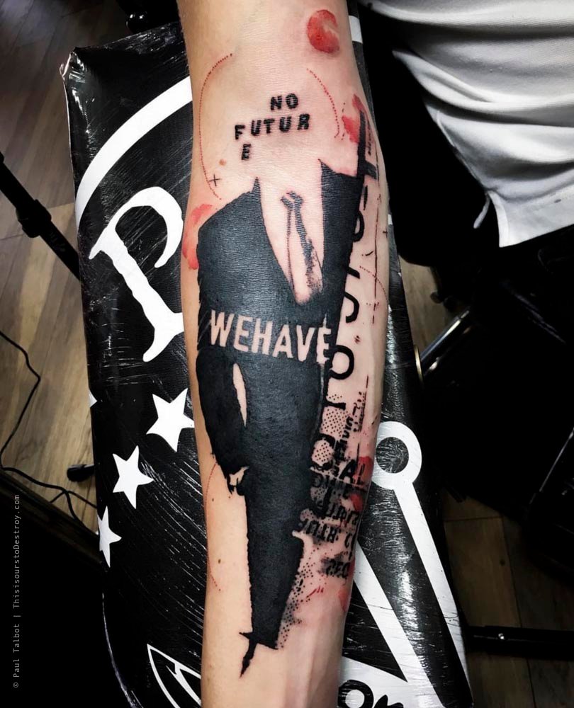 Paul Talbot Tattoo Art Graphic Collage Tattoo by Paul Talbot at Modern Electric near Birmingham UK