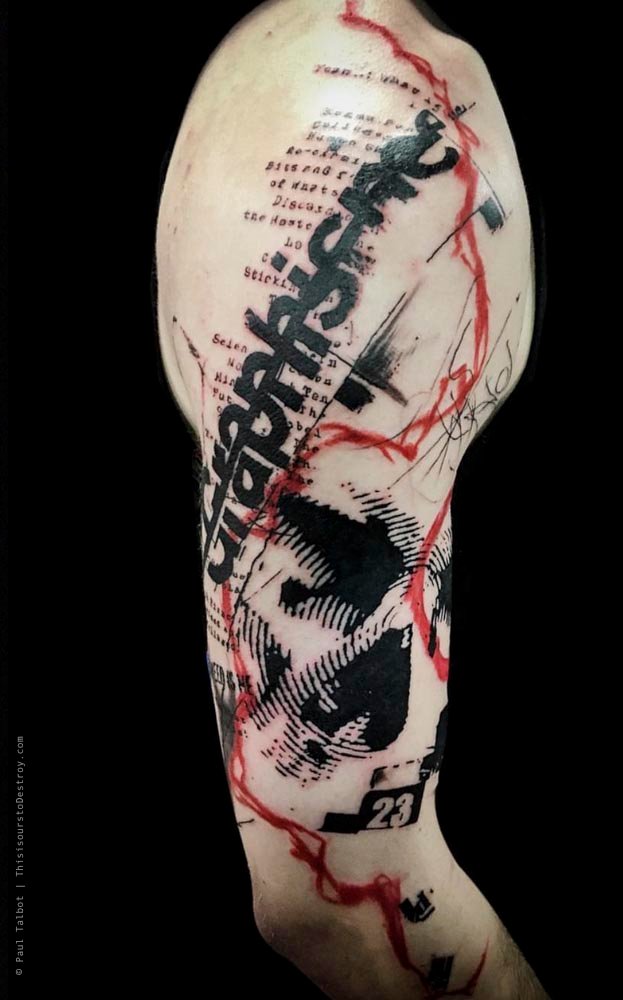Paul Talbot Tattoo Art Graphic Collage Tattoo by Paul Talbot at Modern Electric near Birmingham UK