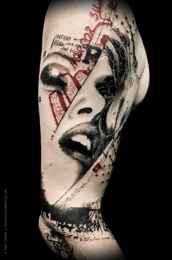 Paul Talbot Tattoo Art Graphic Collage Tattoo by Paul Talbot at Modern Electric near Birmingham UK