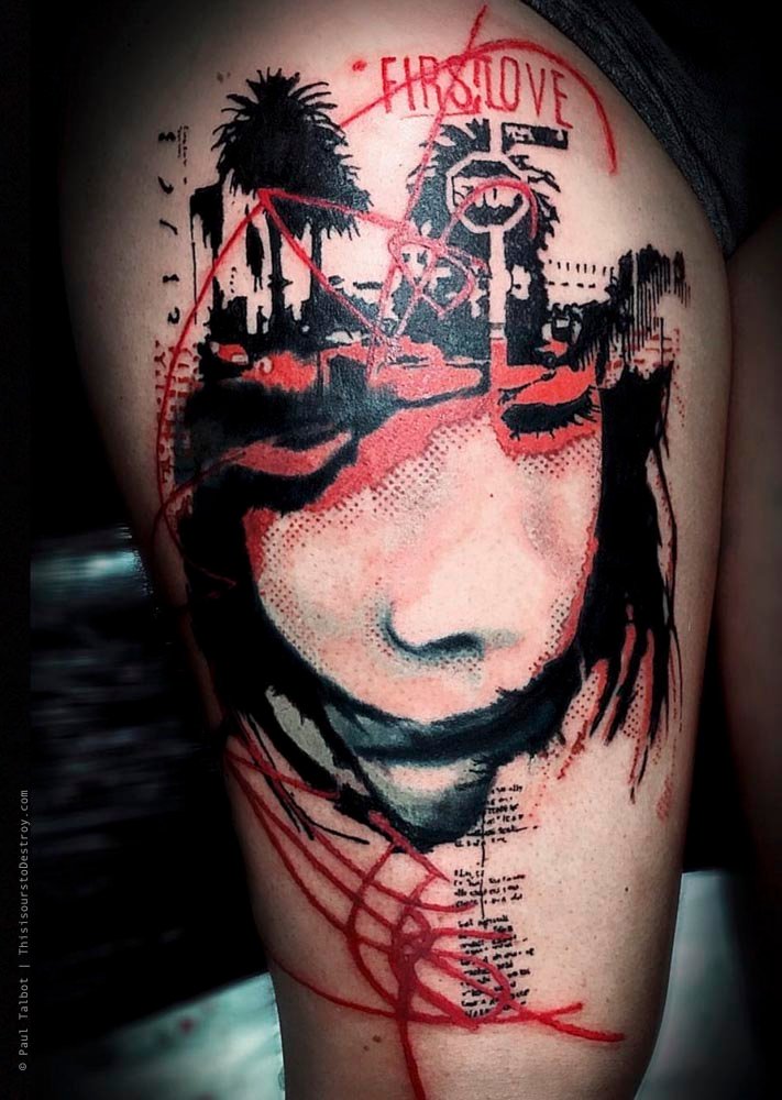 Paul Talbot Tattoo Art Graphic Collage Tattoo by Paul Talbot at Modern Electric near Birmingham UK