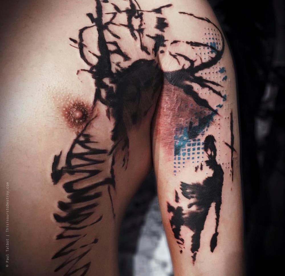 Paul Talbot Tattoo Art Graphic Collage Tattoo by Paul Talbot at Modern Electric near Birmingham UK