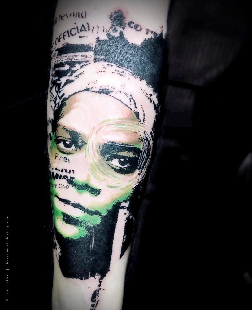 Paul Talbot Tattoo Art Graphic Collage Tattoo by Paul Talbot at Modern Electric near Birmingham UK
