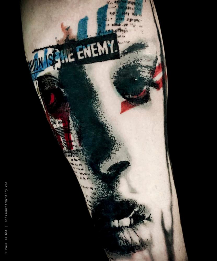 Paul Talbot Tattoo Art Graphic Collage Tattoo by Paul Talbot at Modern Electric near Birmingham UK