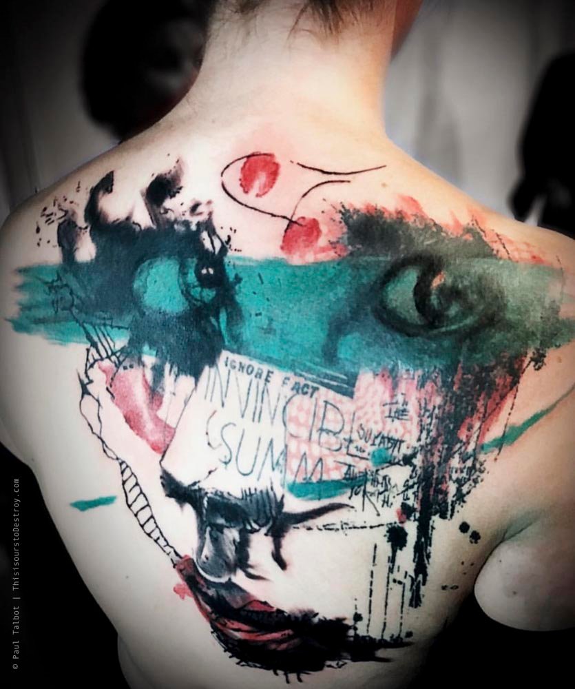 Paul Talbot Tattoo Art Graphic Collage Tattoo by Paul Talbot at Modern Electric near Birmingham UK