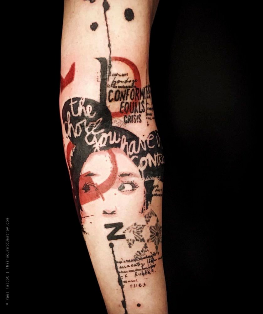 Paul Talbot Tattoo Art Graphic Collage Tattoo by Paul Talbot at Modern Electric near Birmingham UK