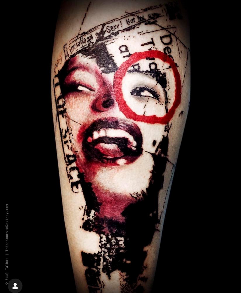 Paul Talbot Tattoo Art Graphic Collage Tattoo by Paul Talbot at Modern Electric near Birmingham UK