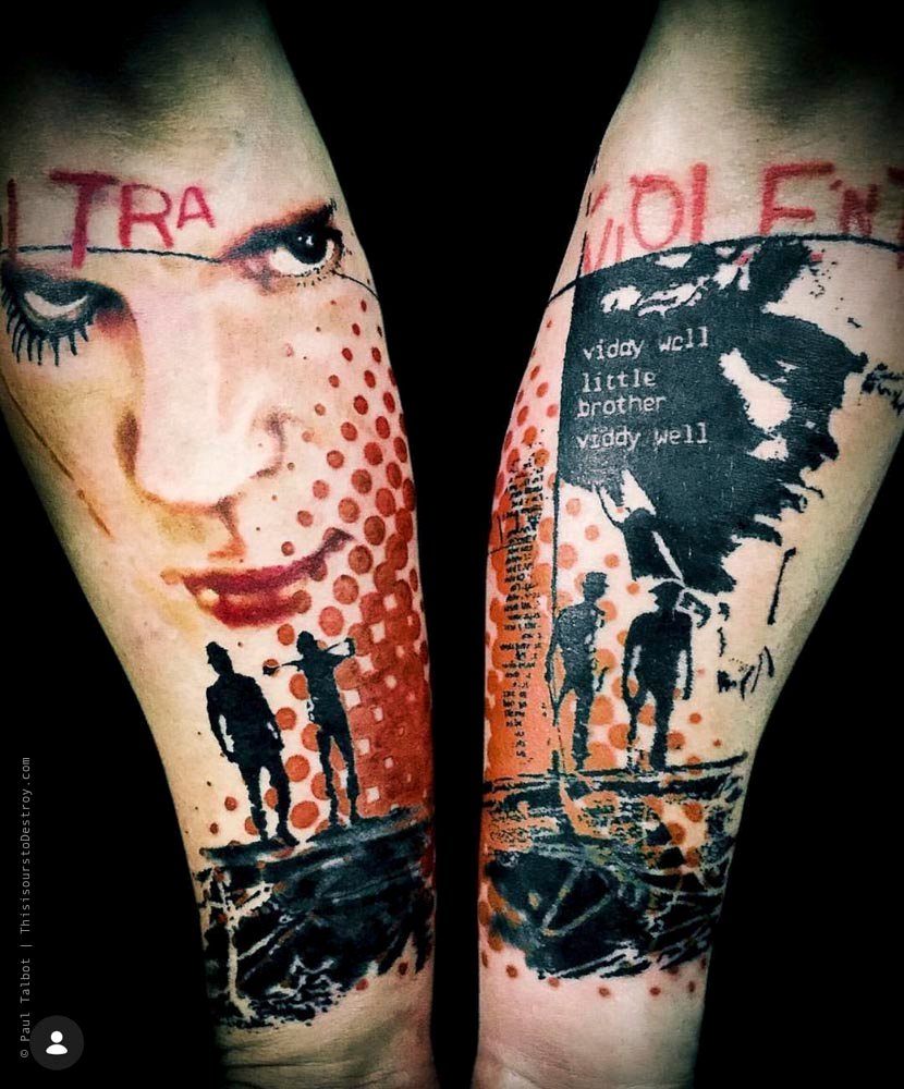 Paul Talbot Tattoo Art Graphic Collage Tattoo by Paul Talbot at Modern Electric near Birmingham UK