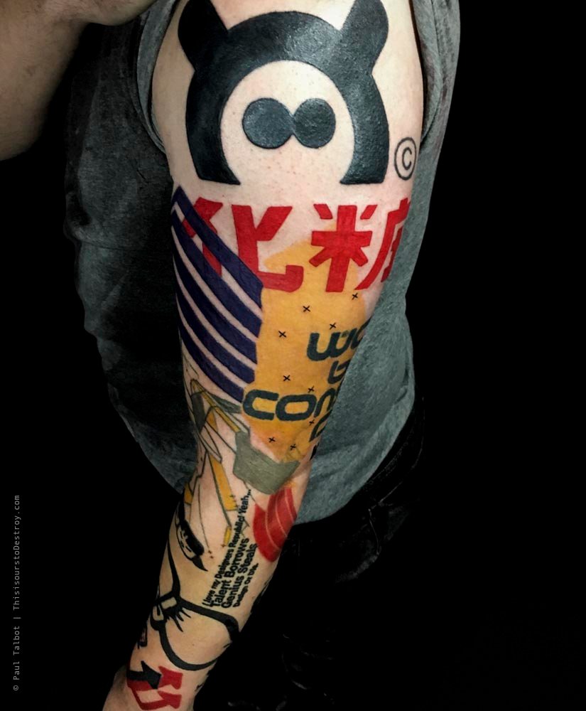 Paul Talbot Tattoo Art Graphic Collage Tattoo by Paul Talbot at Modern Electric near Birmingham UK