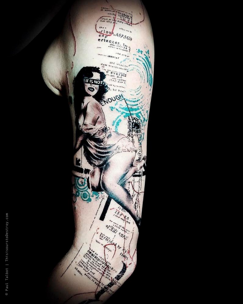 Paul Talbot Tattoo Art Graphic Collage Tattoo by Paul Talbot at Modern Electric near Birmingham UK
