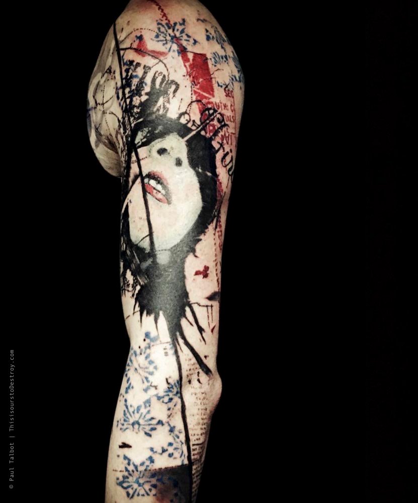 Paul Talbot Tattoo Art Graphic Collage Tattoo by Paul Talbot at Modern Electric near Birmingham UK