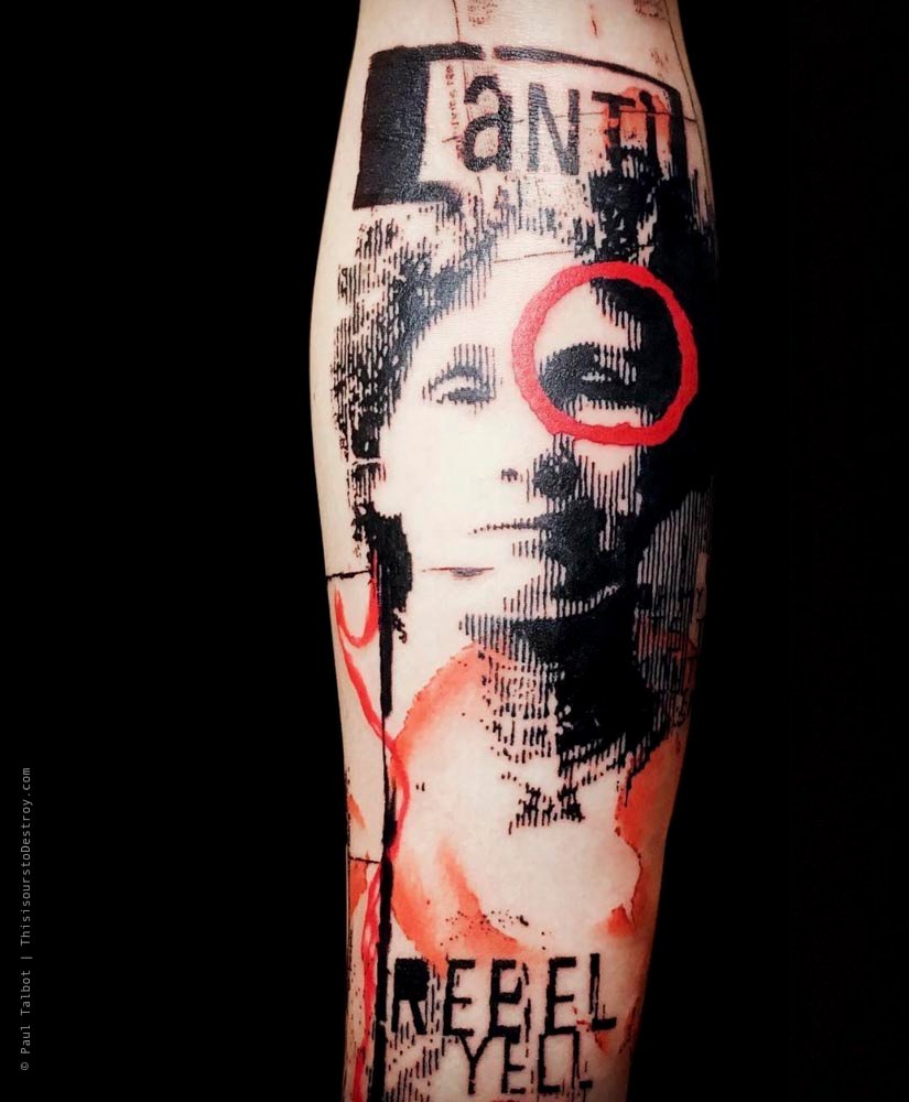 Paul Talbot Tattoo Art Graphic Collage Tattoo by Paul Talbot at Modern Electric near Birmingham UK