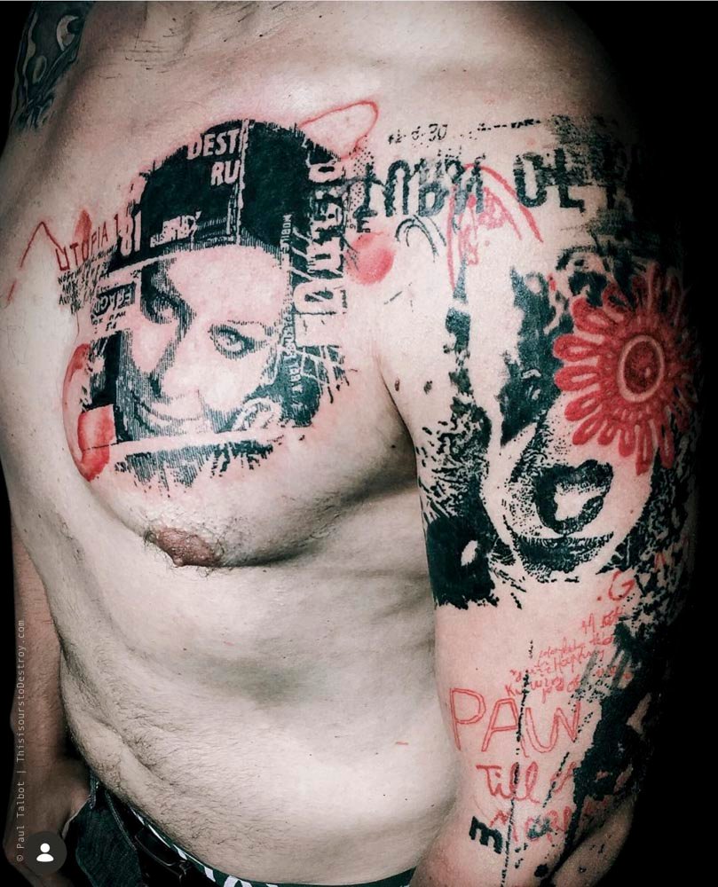 Paul Talbot Tattoo Art Graphic Collage Tattoo by Paul Talbot at Modern Electric near Birmingham UK
